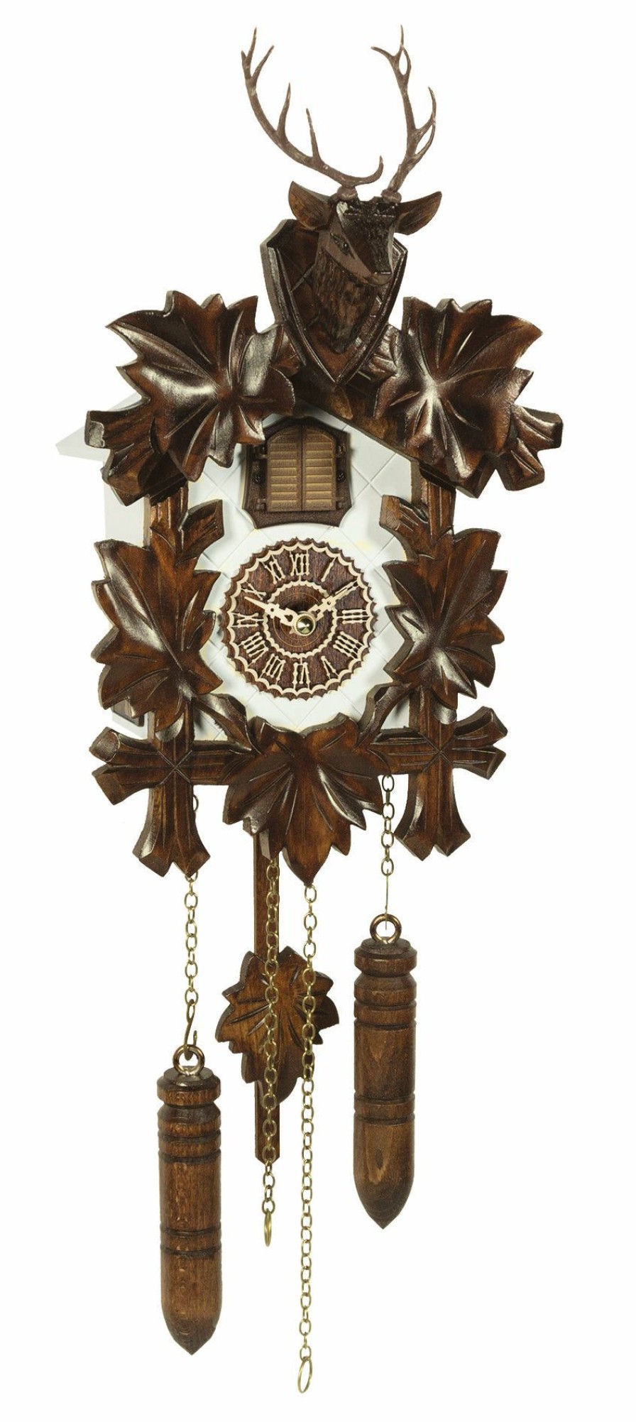 Decorative Clocks * | Frankenmuth Clock Company Ku373Qm Quartz Musical Cuckoo With White Case And Stag Head View All