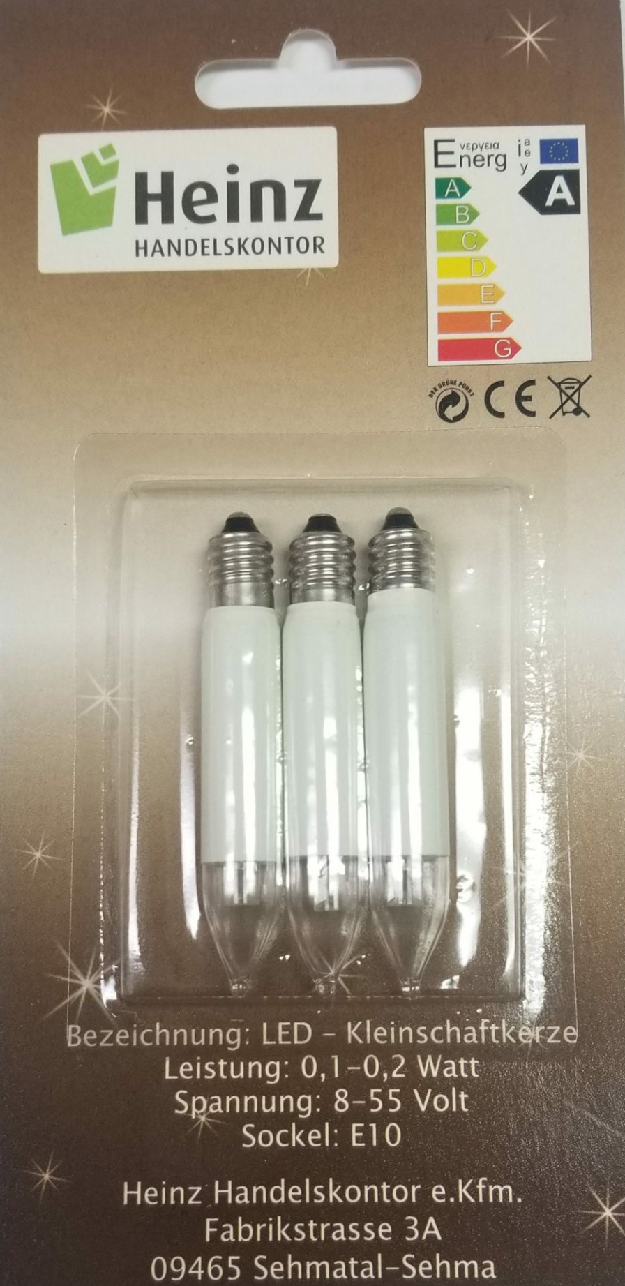 Authentic German Gifts * | Frankenmuth Clock Company 3 Pack Led Bulbs 8V/55W (E-10) Christmas Decorations, Candles & Other Decorations