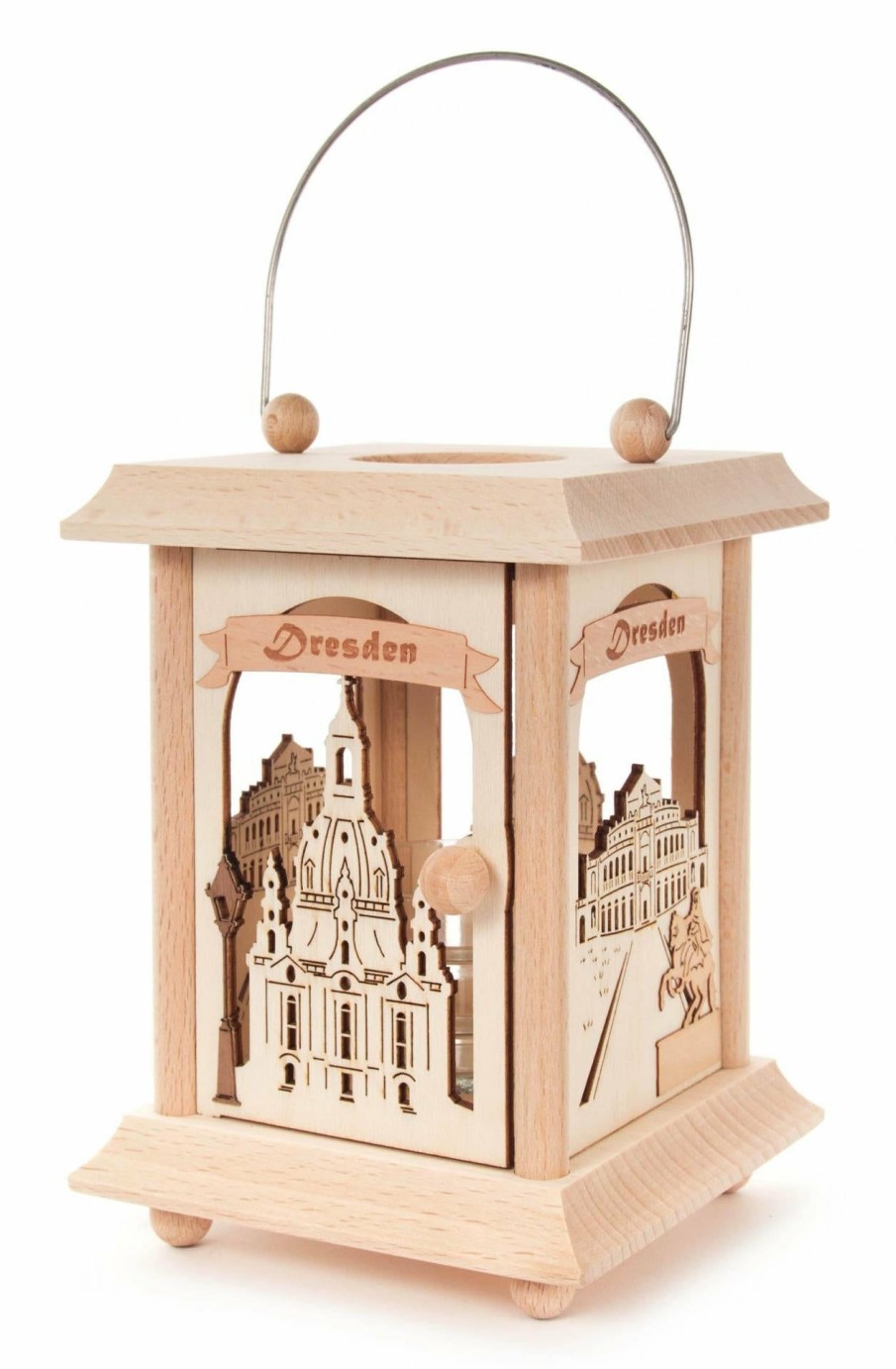 Authentic German Gifts * | Frankenmuth Clock Company 198/148 Lantern Style Tealight Holder With Dresden Frauenkirche