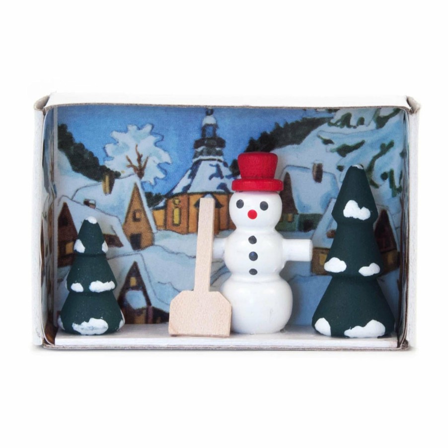 Authentic German Gifts * | Frankenmuth Clock Company Christmas Decorations, Candles & Other Decorations Matchbox Snowman