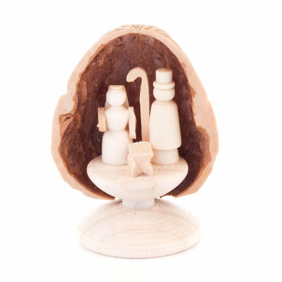 Authentic German Gifts * | Frankenmuth Clock Company 199/132S Walnut Shell Ornament Nativity Scene View All