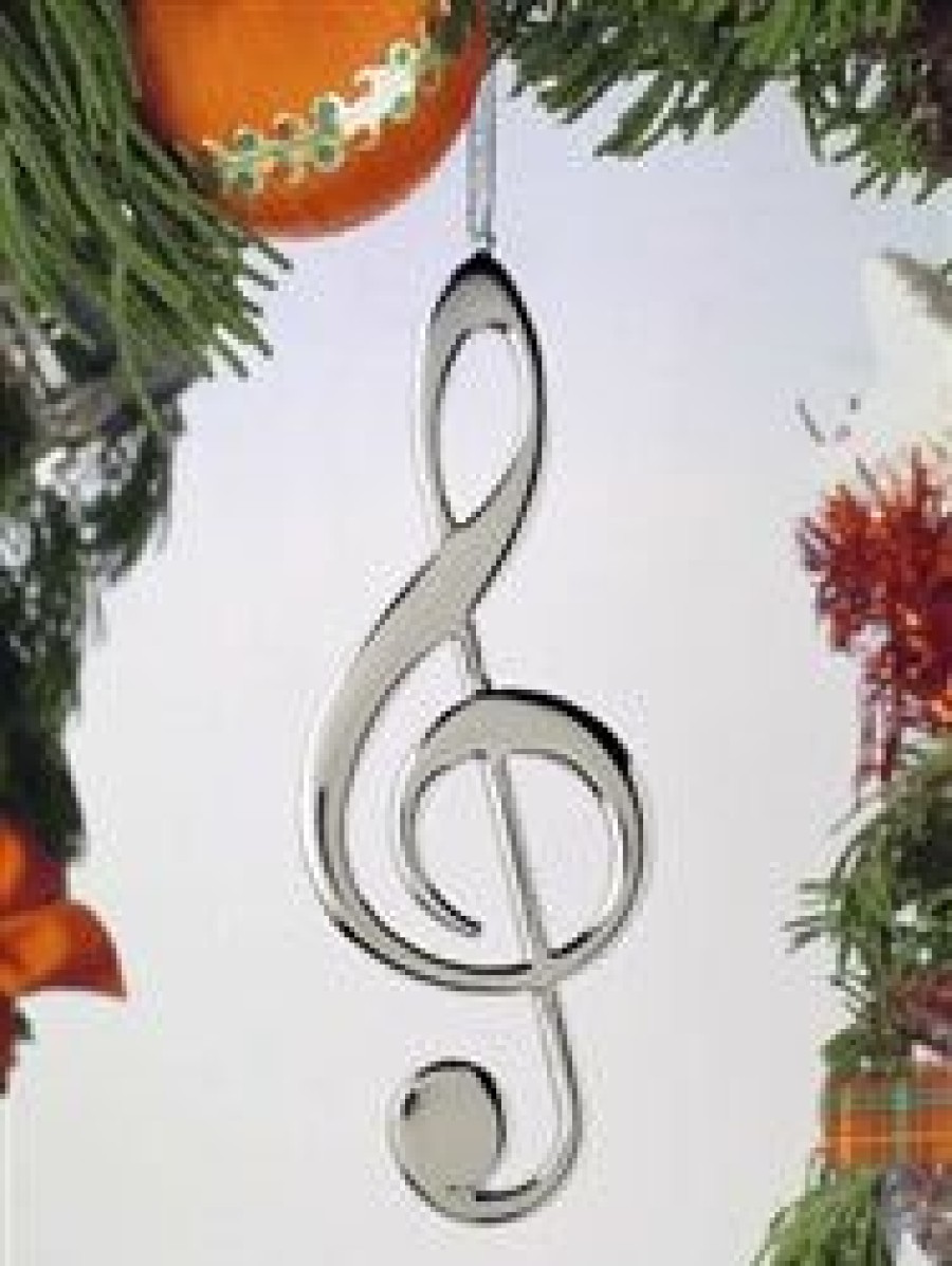 Authentic German Gifts * | Frankenmuth Clock Company Silver Treble Clef Ornament