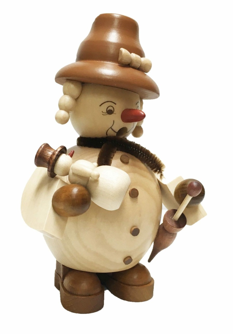 Authentic German Gifts * | Frankenmuth Clock Company Smoker Lady Snowman W/ Baby German Incense Smokers