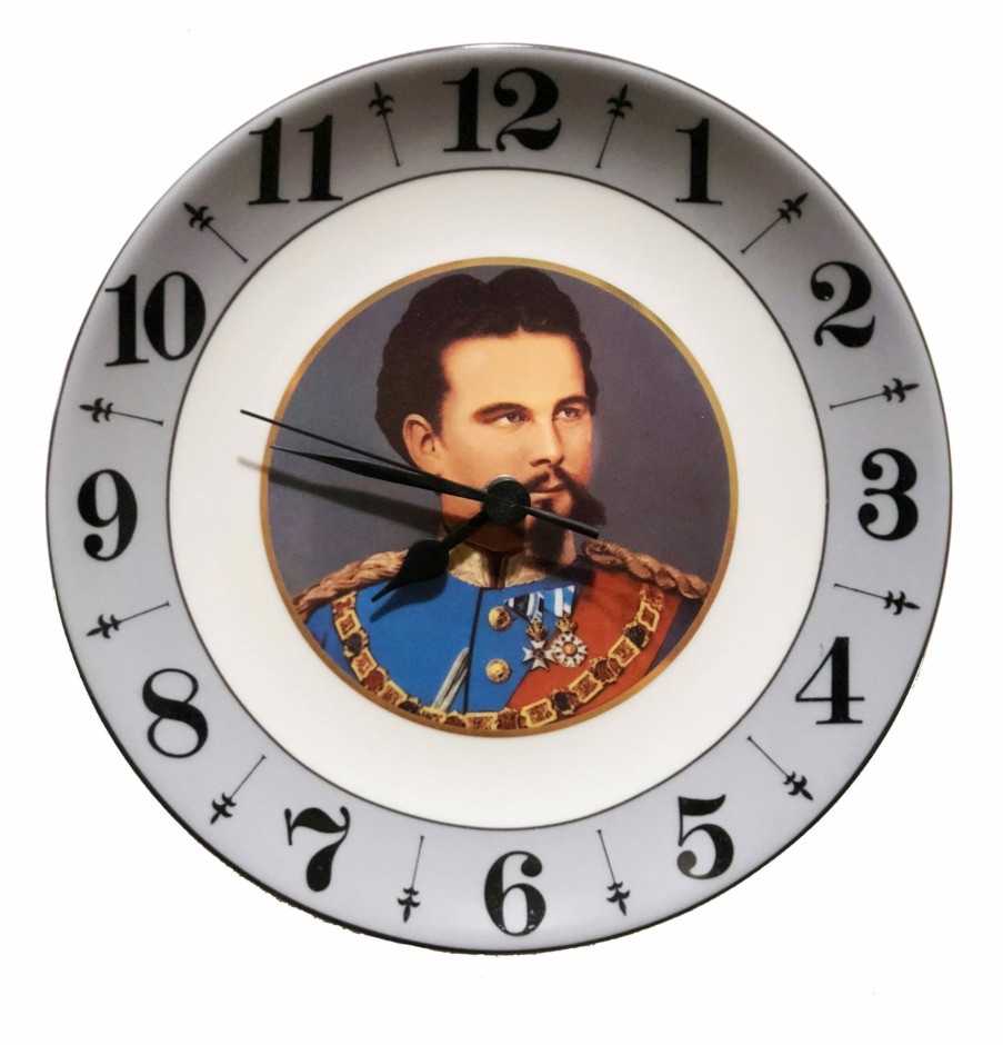 Decorative Clocks * | Frankenmuth Clock Company Porcelain Plate Clock With King Ludwig