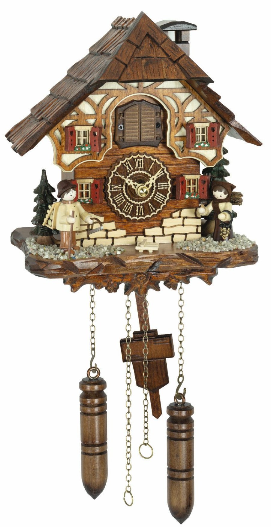 Decorative Clocks * | Frankenmuth Clock Company View All Ku4272Qm Quartz Musical Chalet With Erzgebirge Figurines