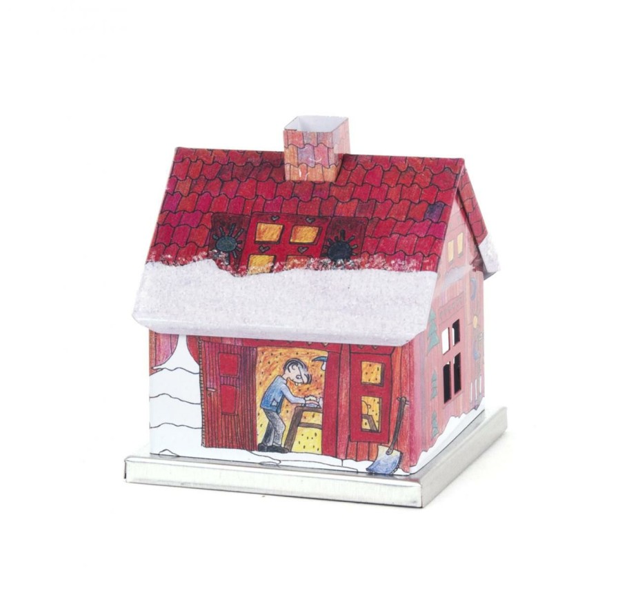 Authentic German Gifts * | Frankenmuth Clock Company View All 146/202040 Metal Smoker House With Painted Holiday Scene