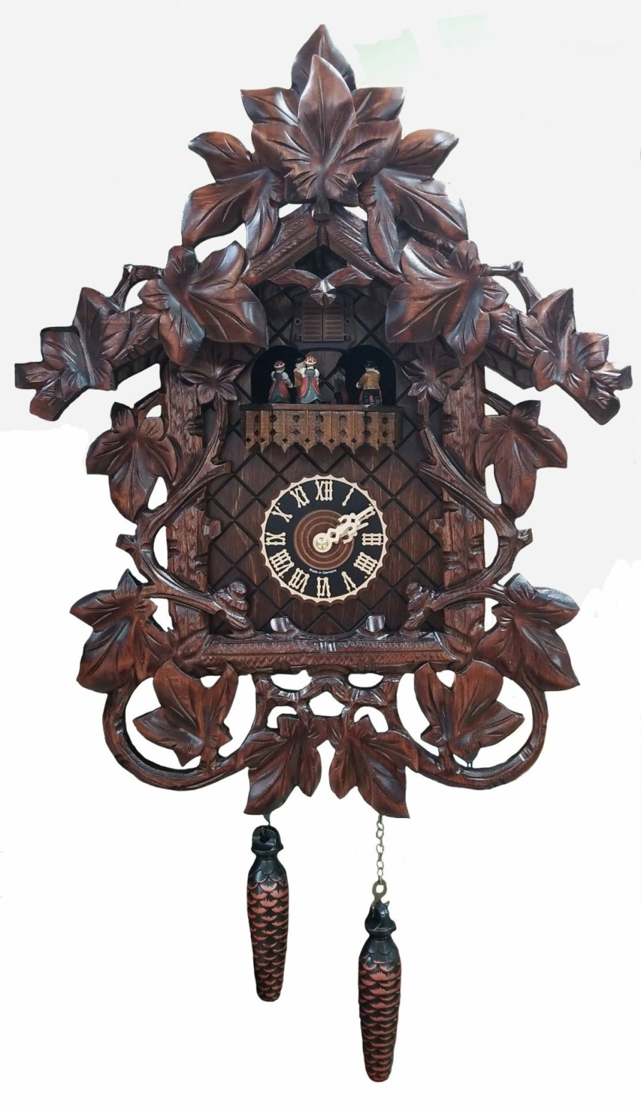 Decorative Clocks * | Frankenmuth Clock Company View All Ku6905Qm Quartz Musical Grapeleaf Cuckoo Clock