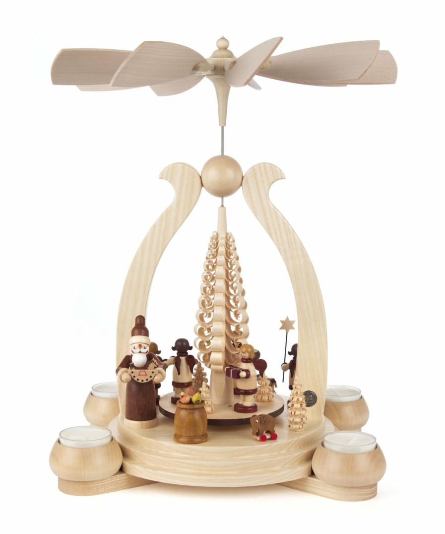 Authentic German Gifts * | Frankenmuth Clock Company View All 085/557 Pyramid With Santa & Children (Tealights)