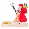 Authentic German Gifts * | Frankenmuth Clock Company 225/033 Tealight Holder With Hand Carved Santa & Tree View All