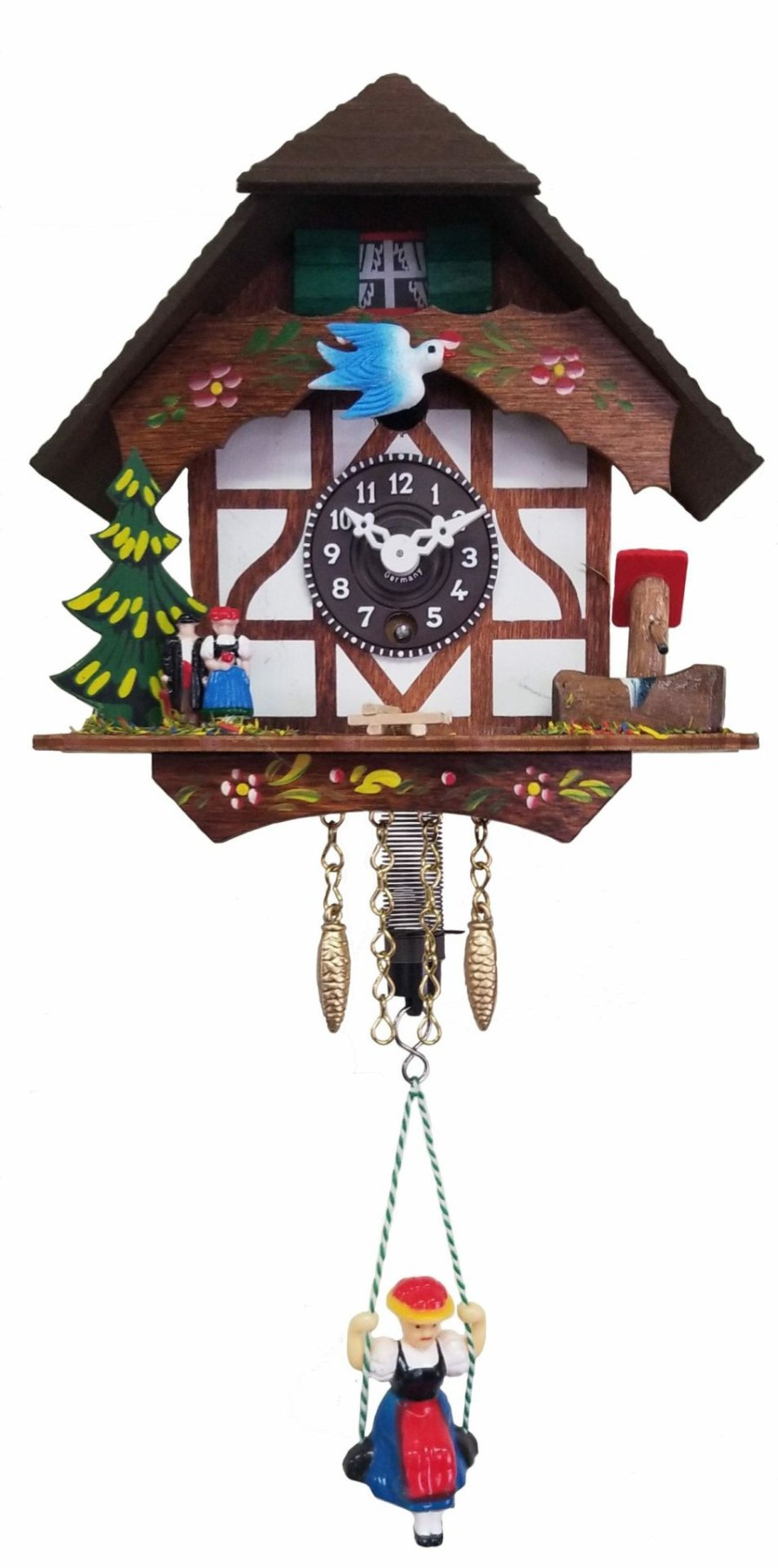 Decorative Clocks * | Frankenmuth Clock Company 106S Novelty Chalet With Couple And Tree Key Wind