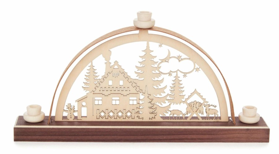 Authentic German Gifts * | Frankenmuth Clock Company 202/136 Miniature Candle Arch With Forest Scene