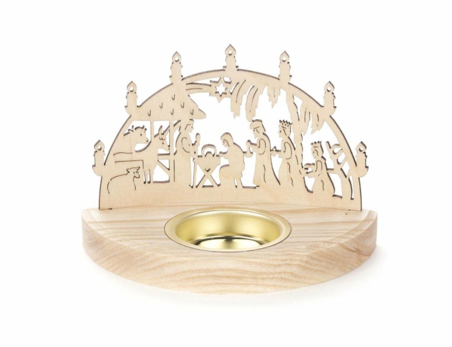 Authentic German Gifts * | Frankenmuth Clock Company 201/243/4 Nativity Scene Tealight Holder View All