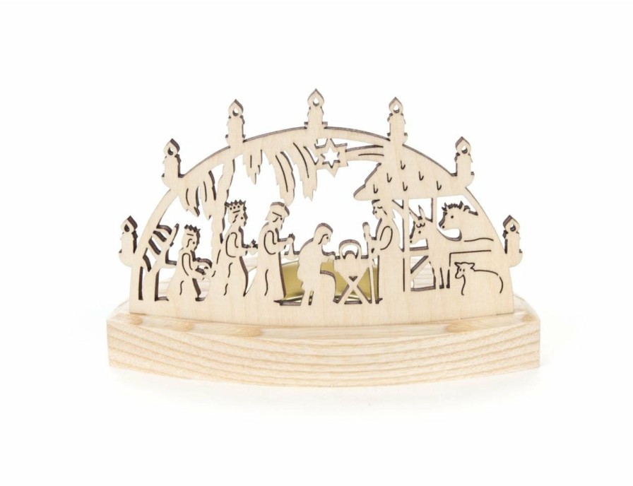 Authentic German Gifts * | Frankenmuth Clock Company 201/243/4 Nativity Scene Tealight Holder View All