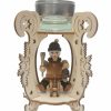 Authentic German Gifts * | Frankenmuth Clock Company Wooden Tea Light Holder W/ Man On Sleigh